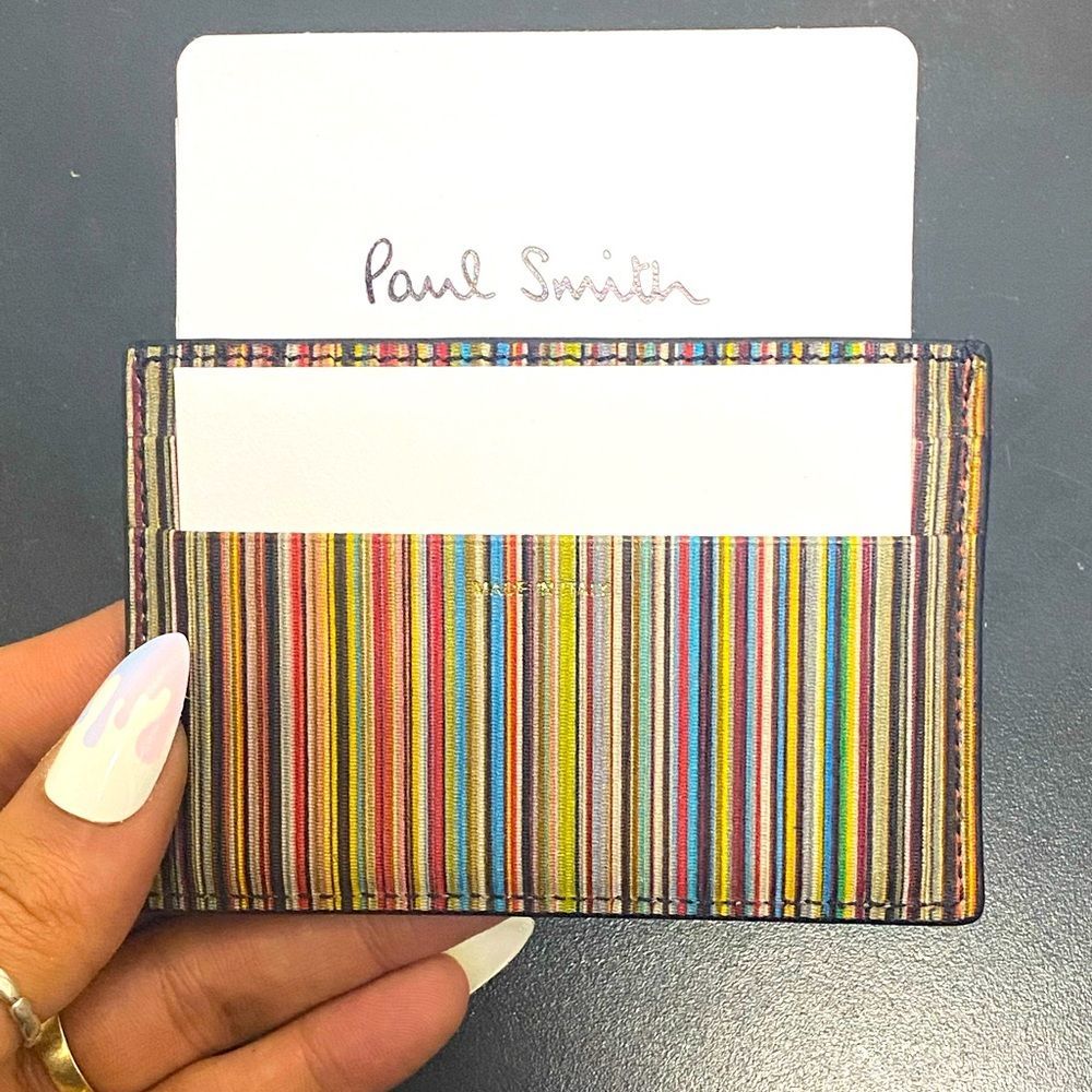 NWT: Paul Smith Leather Black/Multicolour Card Holder (no box)
